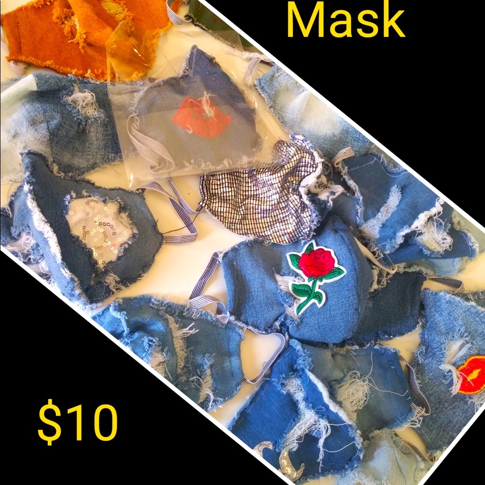 Fashion Jean Mask. Safety Mask. Jean Earrings